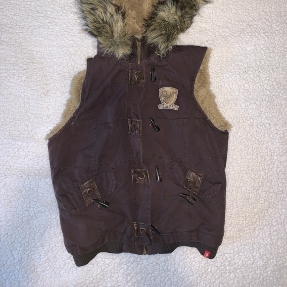 𝅺edc by Esprit Vest w/ Hood Faux Fur Lined Sz SM - Picture 2 of 8